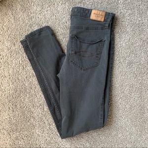 high-rise gray skinny jeans